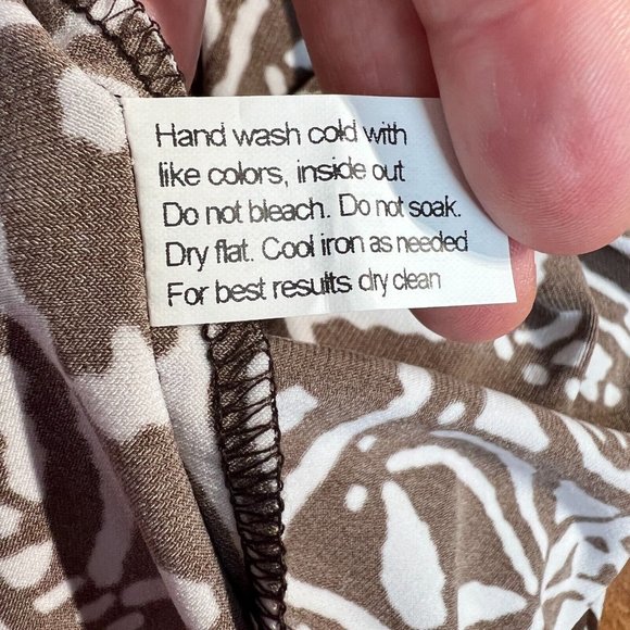 Tori Richards Honolulu Dress Medium Brown White Printed Maxi Flutter Sleeveless - Picture 8 of 9